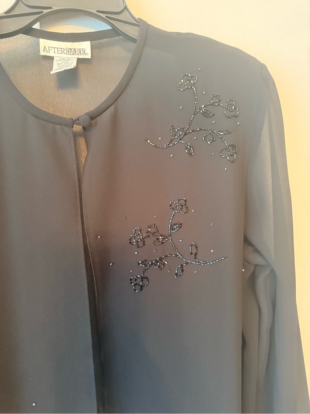 Women's Black Embellished Chiffon 3pc set - Picture 2 of 6